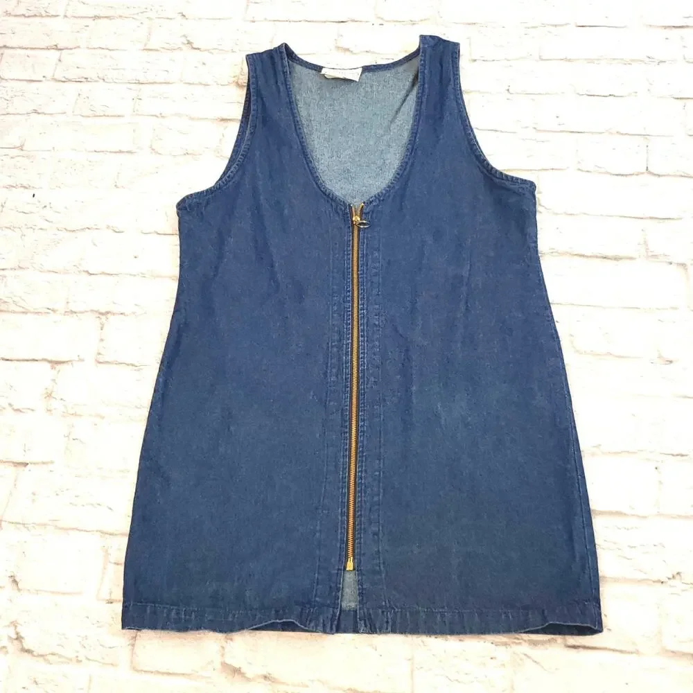 Ransom Vintage Denim Zip Front Shift Dress Women’s Size L